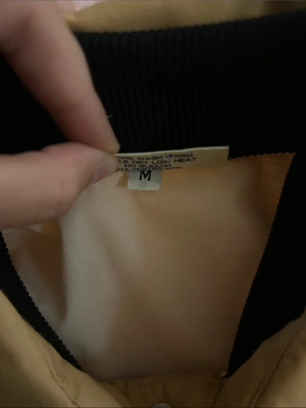 American West Yellow Pullover Bomber Jacket with Striped Ribbing - Picture 4 of 5